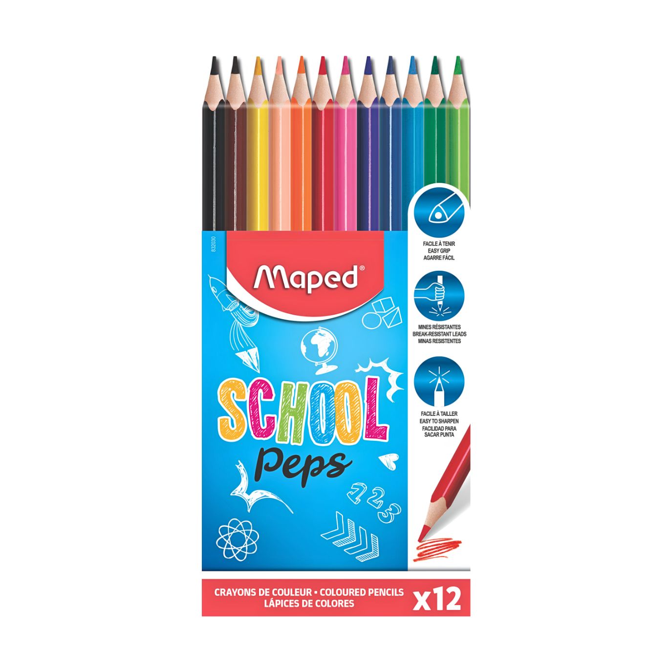 Bút Chì Màu School Peps Green 12 Màu SKU 832030 Dễ Cầm Cho Học Sinh Pháp (2)