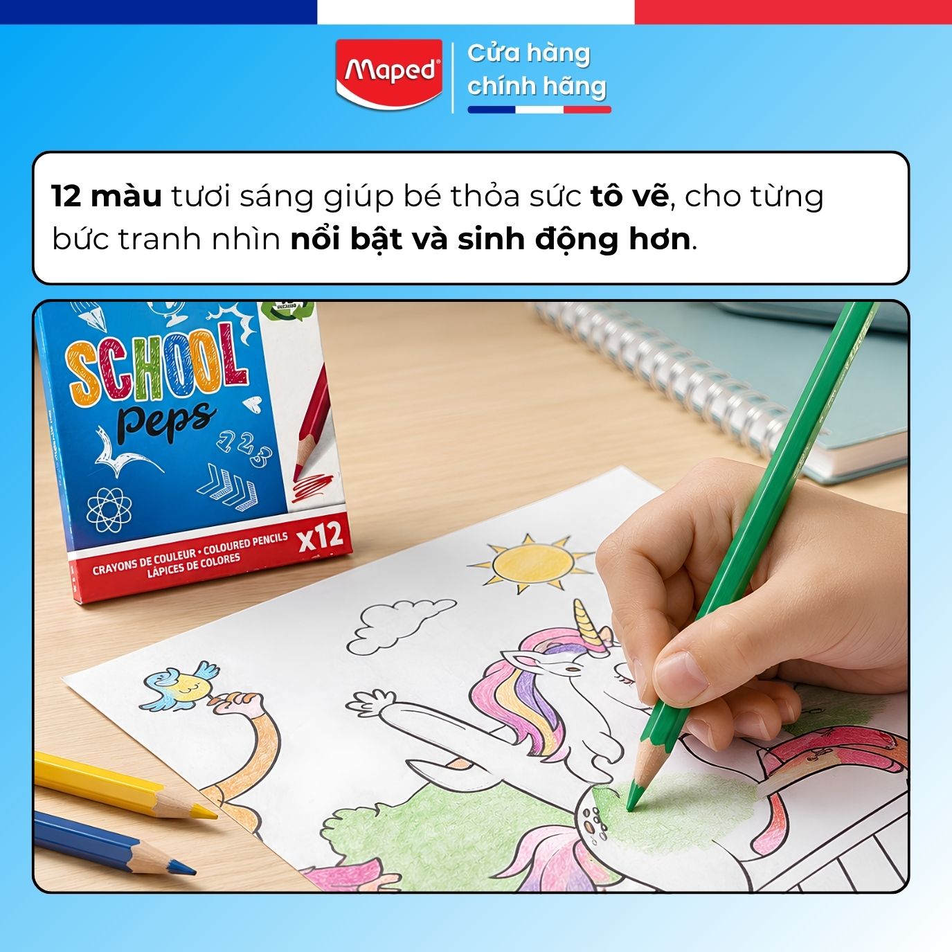 Bút Chì Màu School Peps Green 12 Màu SKU 832030 Dễ Cầm Cho Học Sinh Pháp (3)